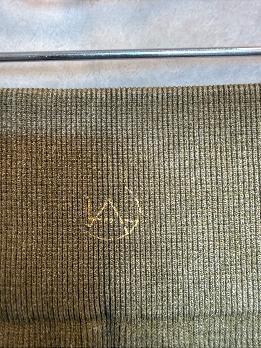 LA Image Olive Green Ribbed Very Thick Knit Leggings - Picture 3 of 4